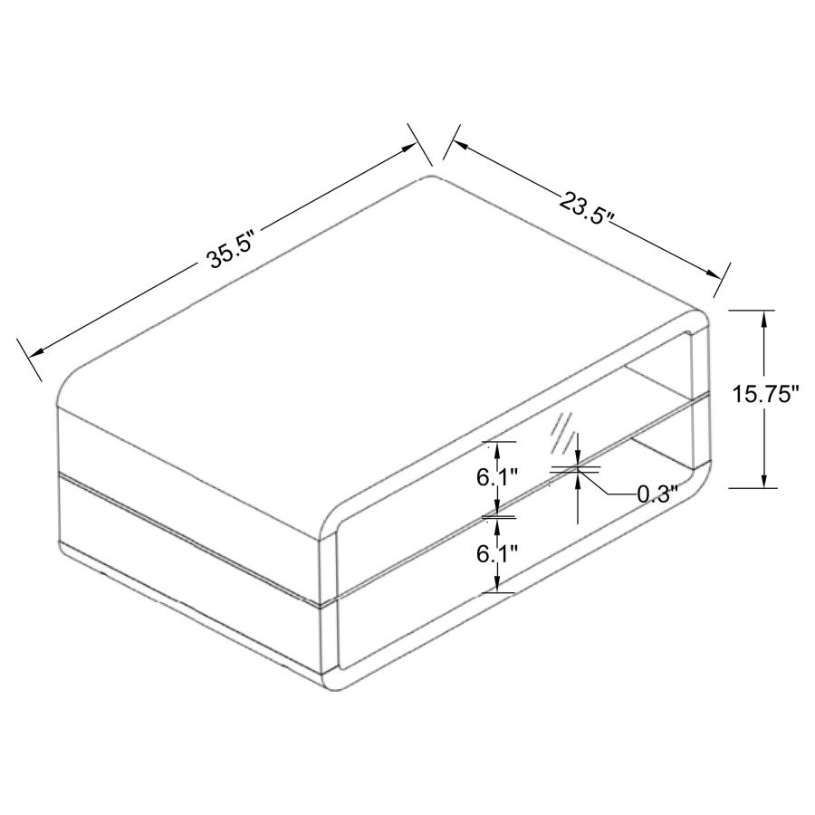 (image for) Elana 1-shelf Rectangular Coffee Table White High Gloss