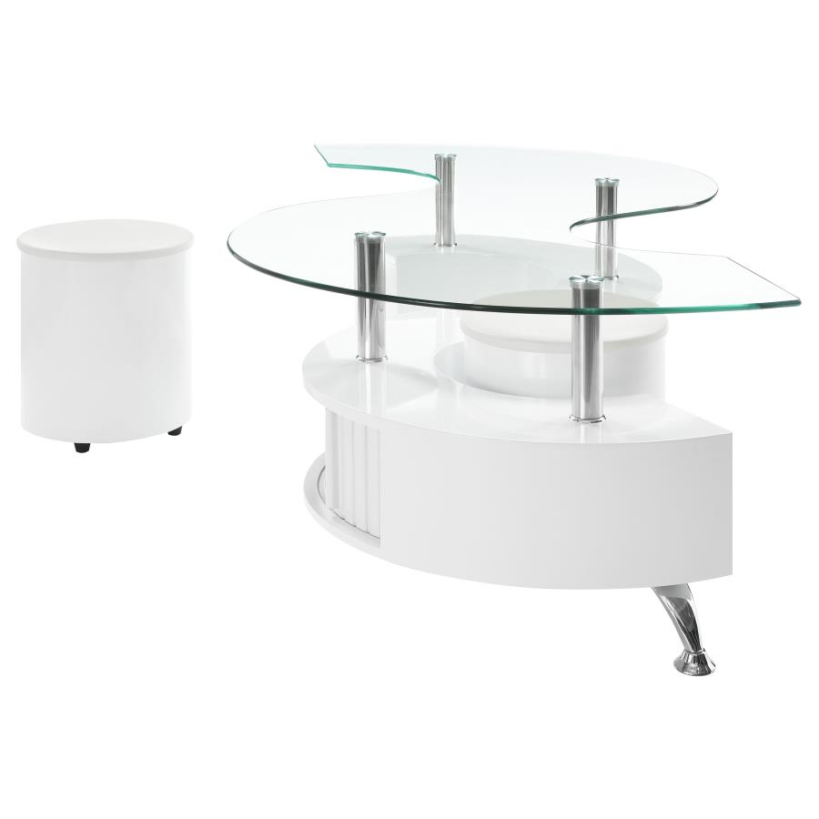 (image for) Buckley 3-piece Coffee Table and Stools Set White High Gloss