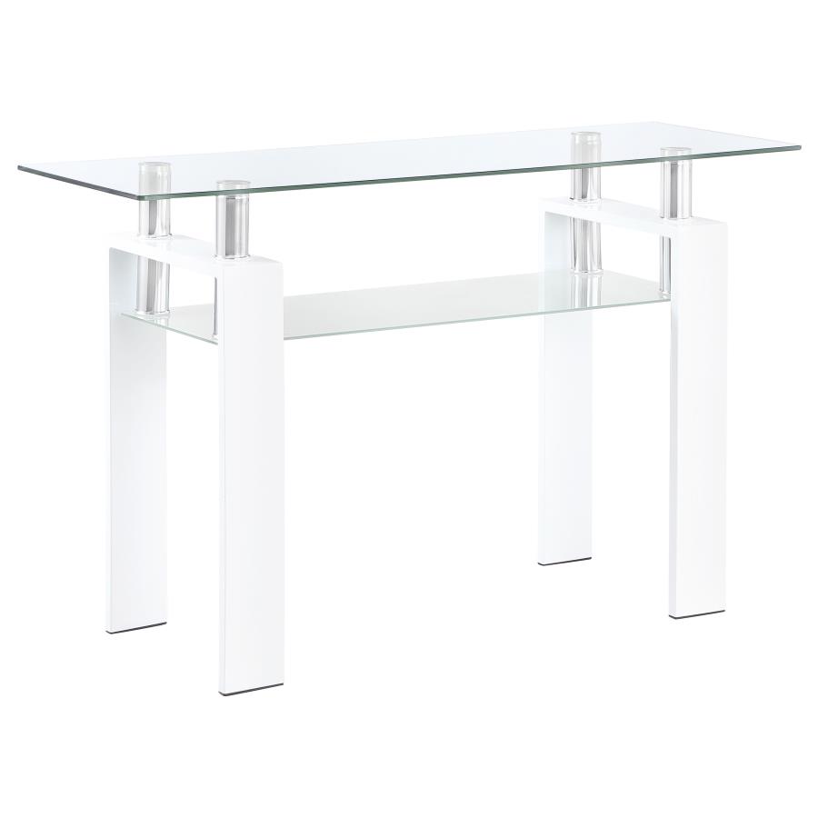 (image for) Dyer Rectangular Glass Top Entryway Sofa Console Table White