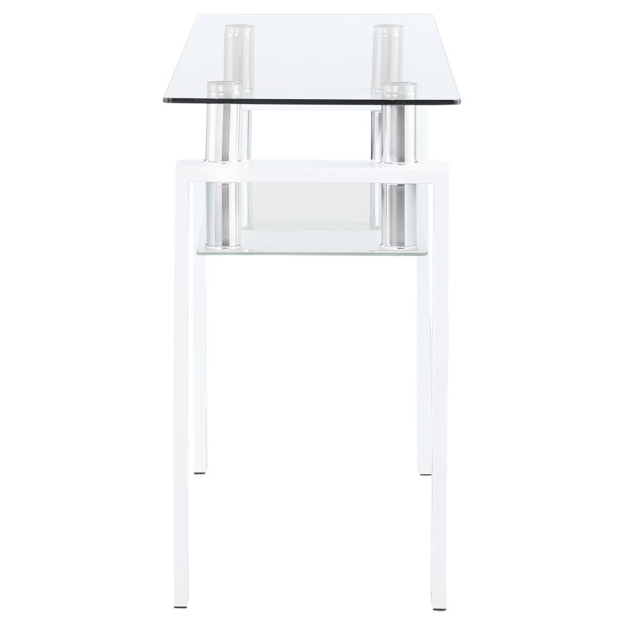 (image for) Dyer Rectangular Glass Top Entryway Sofa Console Table White