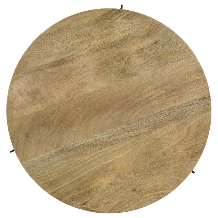 (image for) Pilar Round Solid Wood Top Coffee Table Natural and Black