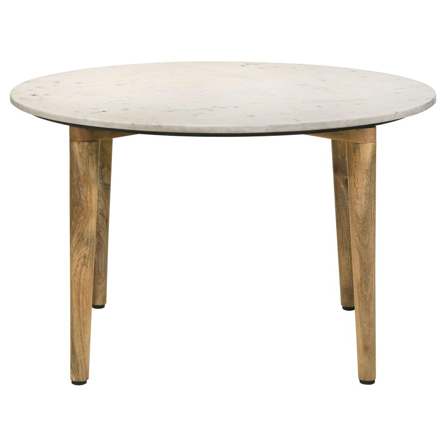 (image for) Aldis Round Marble Top Coffee Table White and Natural