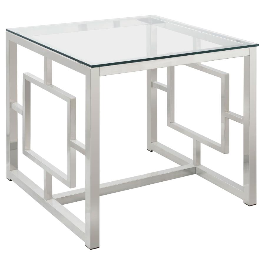 (image for) Merced Square Glass Top Side End Table Nickel