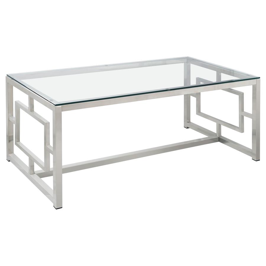 (image for) Merced Rectangular Glass Top Coffee Table Nickel