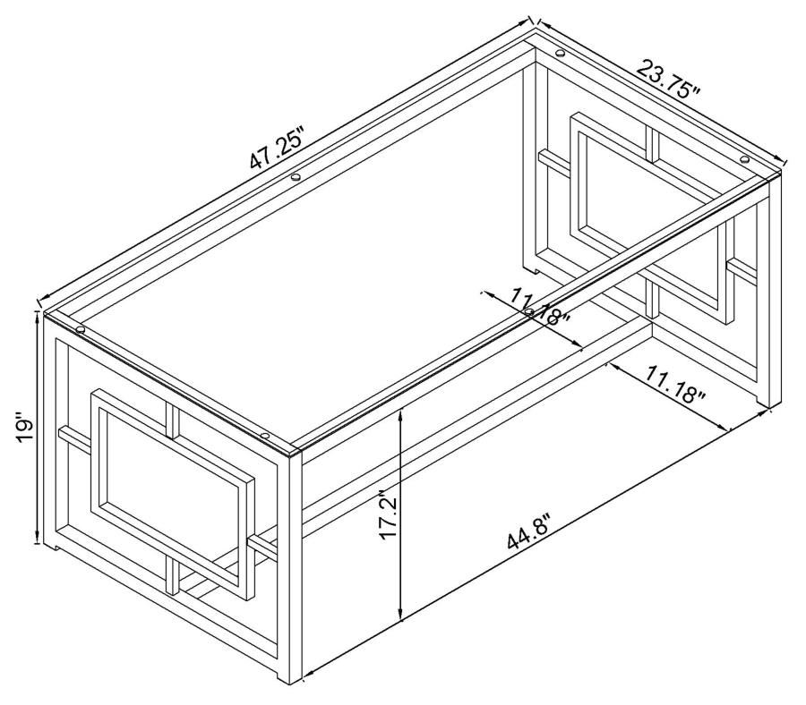 (image for) Merced Rectangular Glass Top Coffee Table Nickel