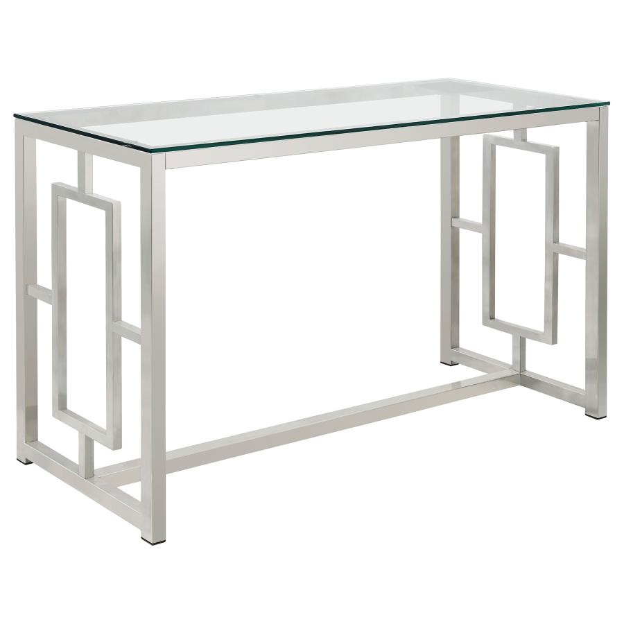 (image for) Merced Glass Top Metal Entryway Sofa Console Table Nickel