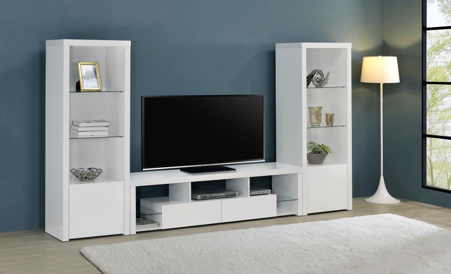 (image for) Jude 3-piece 71" TV Entertainment Center White High Gloss