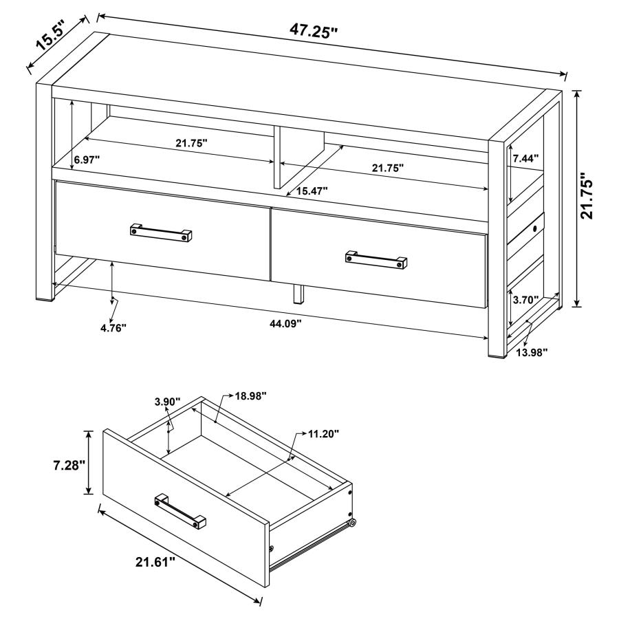 (image for) James 2-drawer Engineered Wood 48" TV Stand Distressed Pine