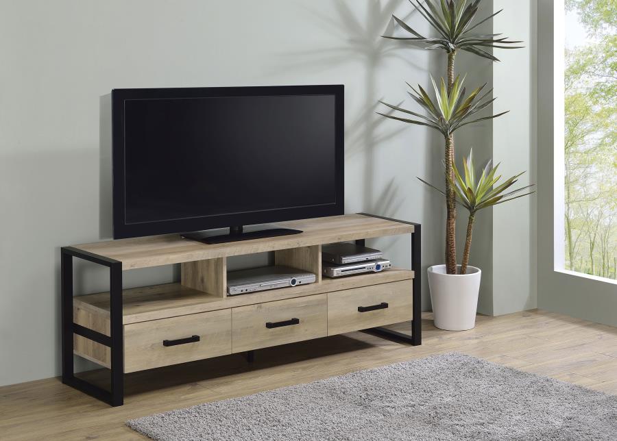 (image for) James 3-drawer Engineered Wood 60" TV Stand Distressed Pine