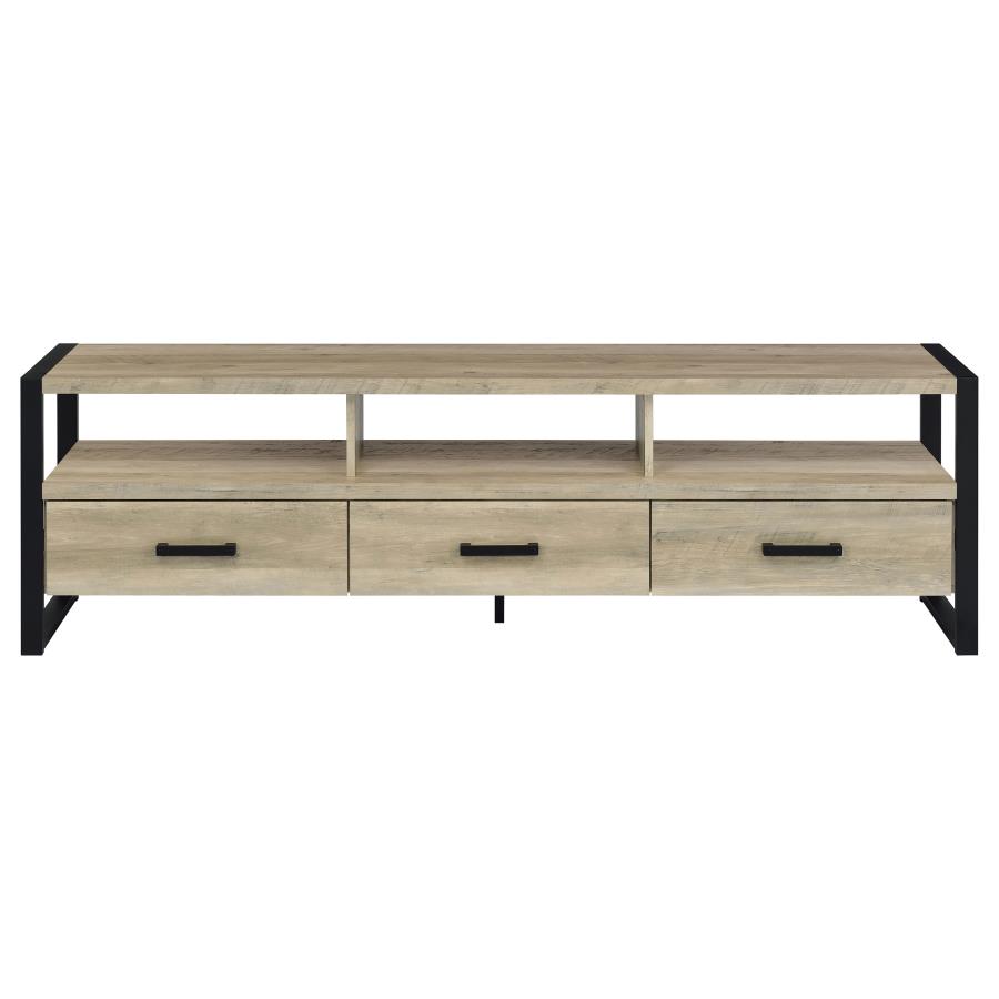 (image for) James 3-drawer Engineered Wood 71" TV Stand Distressed Pine