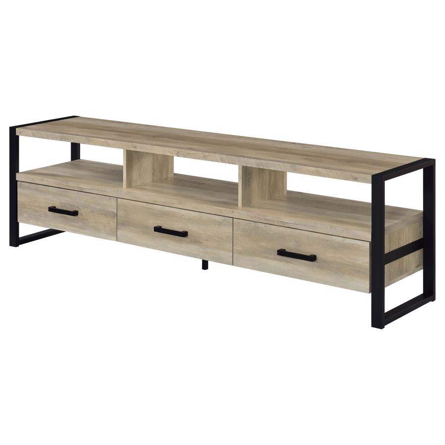 (image for) James 3-drawer Engineered Wood 71" TV Stand Distressed Pine