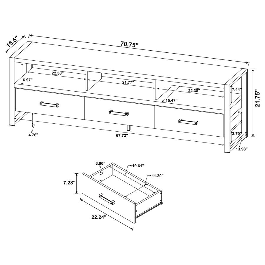 (image for) James 3-drawer Engineered Wood 71" TV Stand Dark Pine