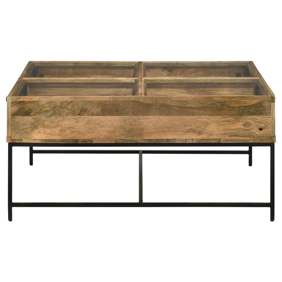 (image for) Stephie 4-drawer Square Glass Top Coffee Table Honey Brown