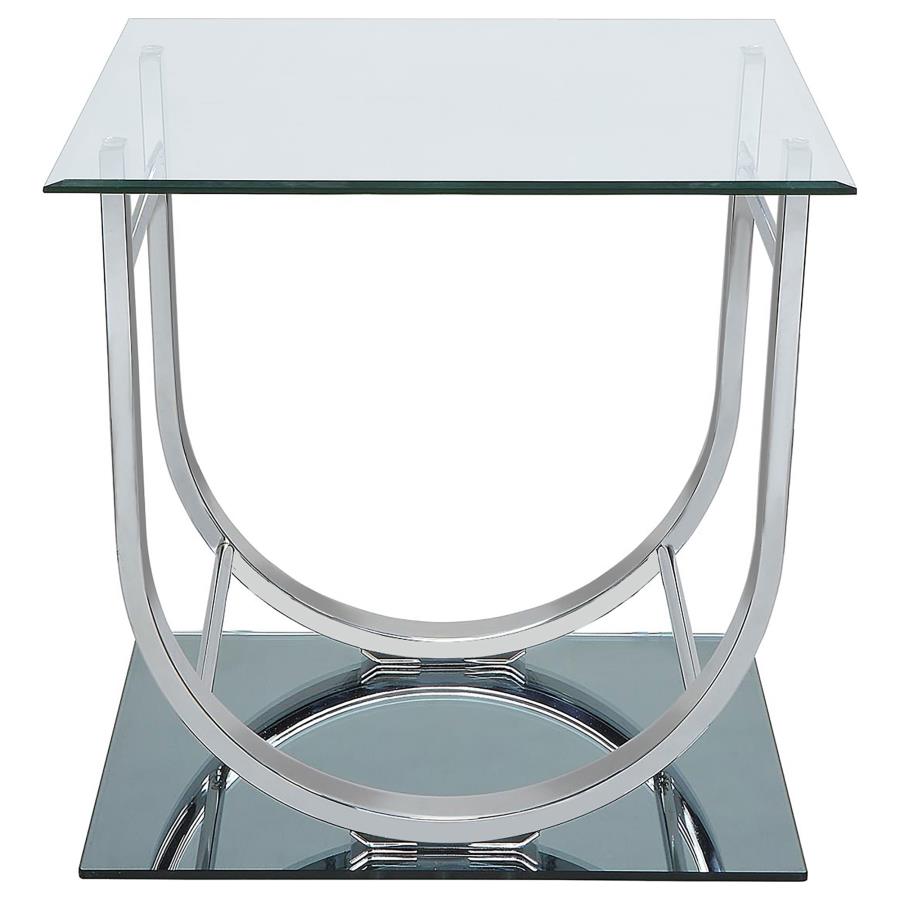 (image for) Danville Square U-Shaped Glass Top Side End Table Chrome