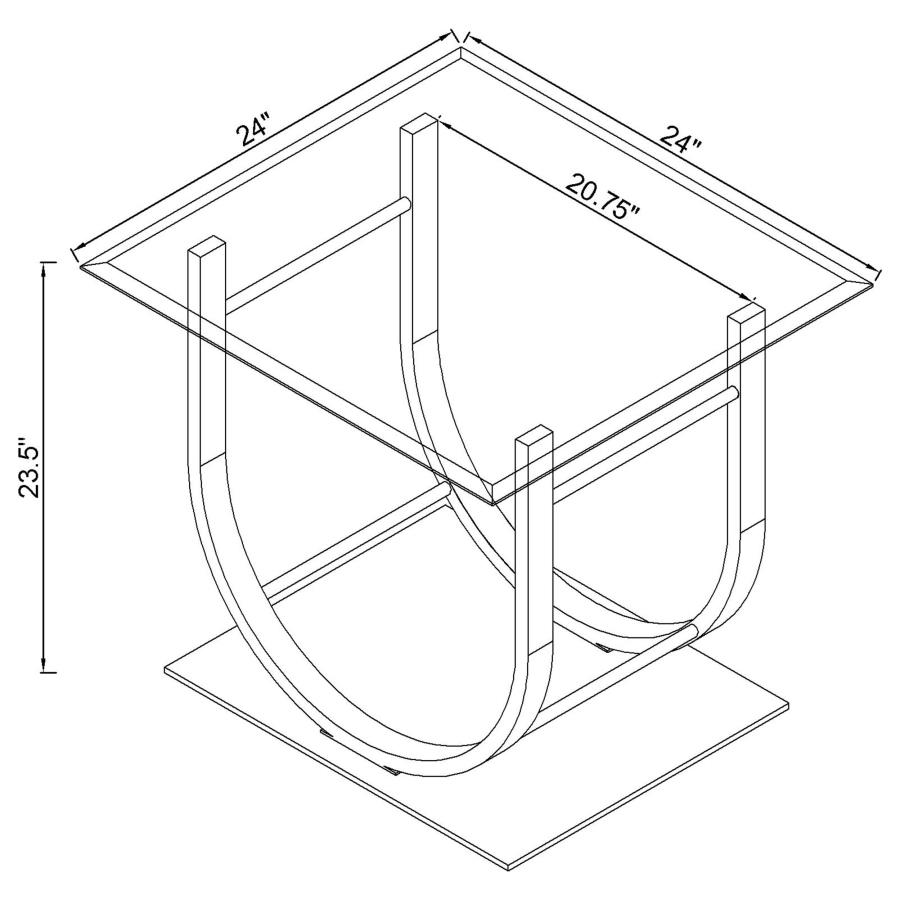 (image for) Danville Square U-Shaped Glass Top Side End Table Chrome