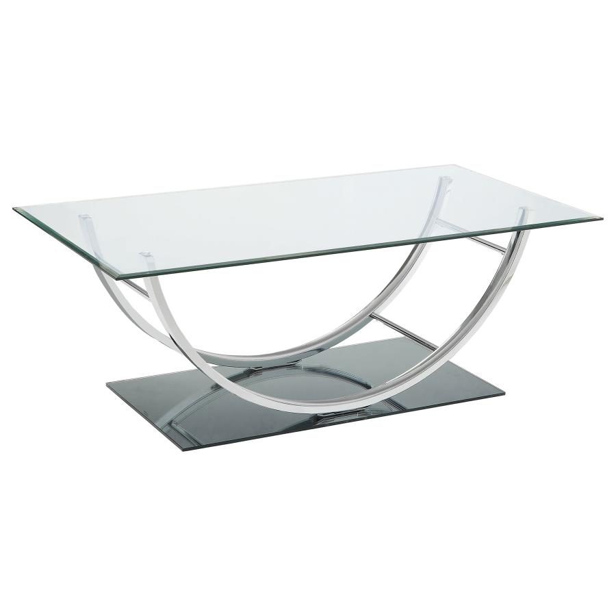 (image for) Danville Rectangular U-Shaped Glass Top Coffee Table Chrome - Click Image to Close