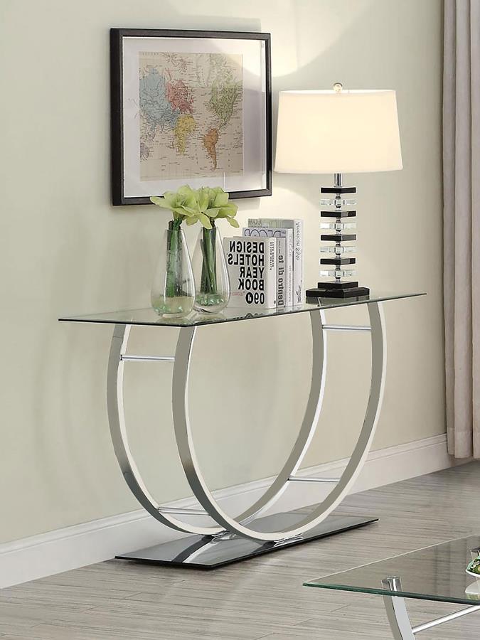 (image for) Danville U-shaped Glass Top Entryway Console Table Chrome