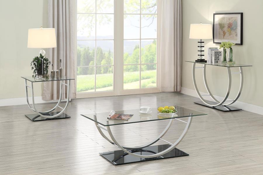 (image for) Danville U-shaped Glass Top Entryway Console Table Chrome