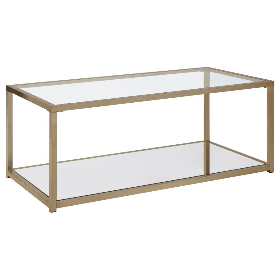 (image for) Cora Glass Top Coffee Table Mirrored Shelf Chocolate Chrome