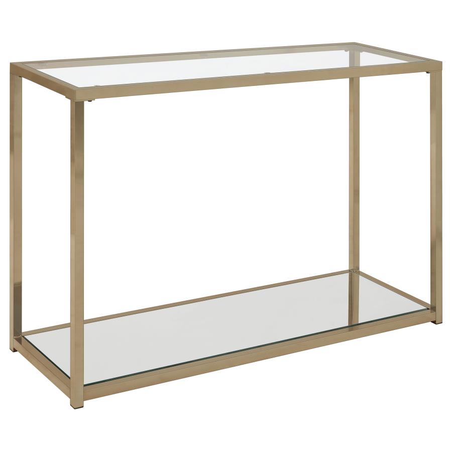 (image for) Cora Glass Top Entryway Console Table Chocolate Chrome