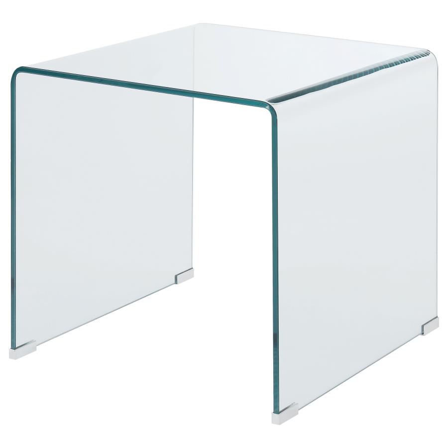 (image for) Ripley Squared Tempered Bent Glass Side End Table Clear