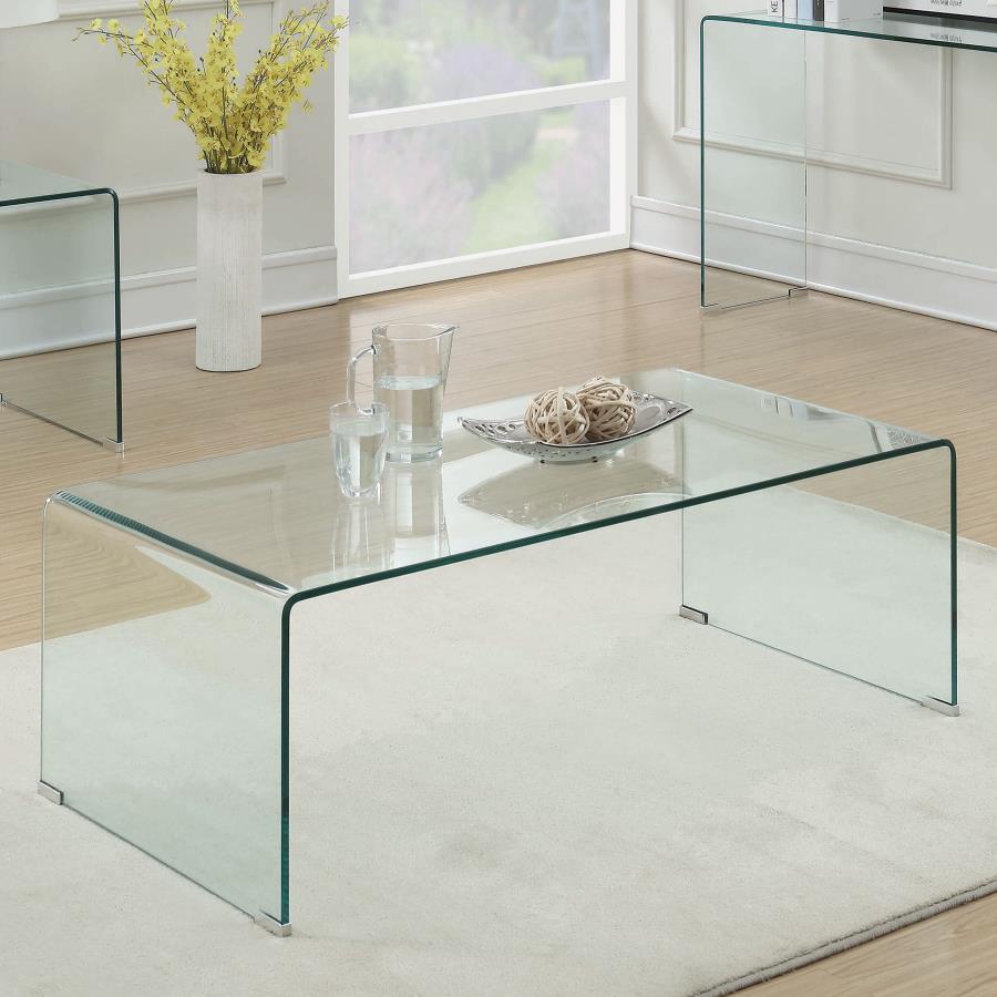 (image for) Ripley Rectangular Tempered Bent Glass Coffee Table Clear - Click Image to Close