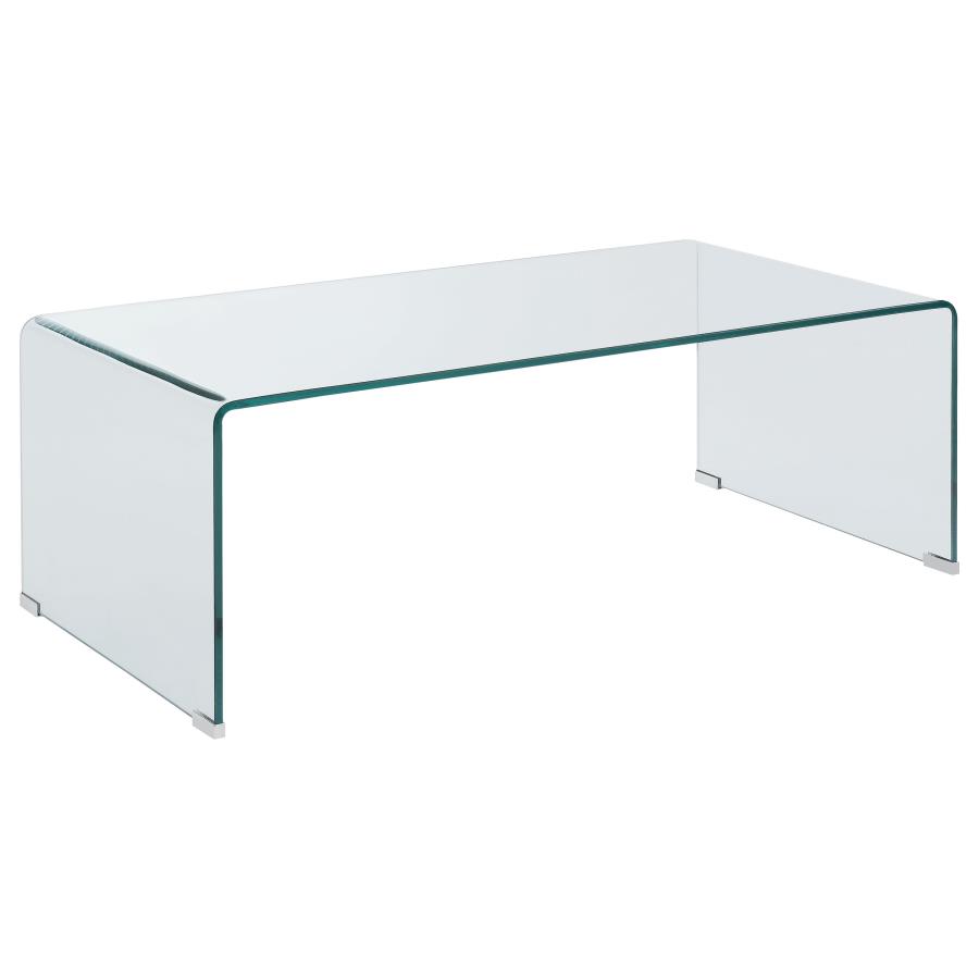 (image for) Ripley Rectangular Tempered Bent Glass Coffee Table Clear