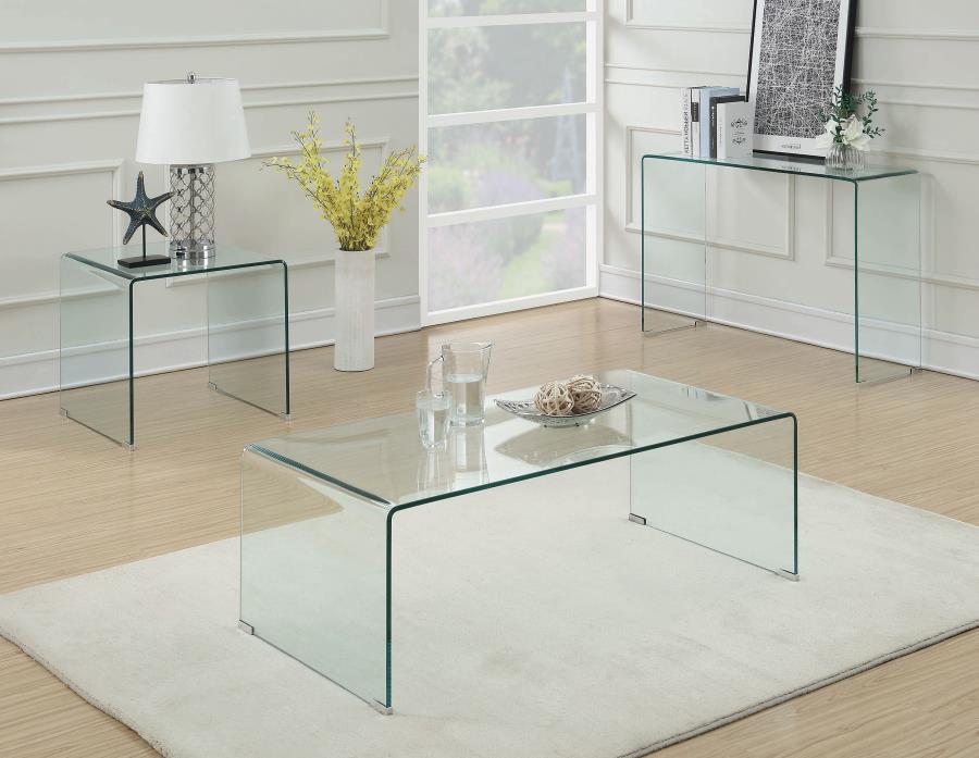 (image for) Ripley Rectangular Tempered Bent Glass Coffee Table Clear