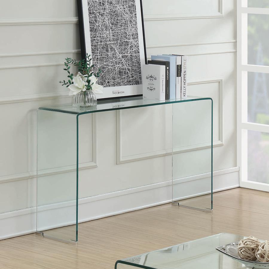 (image for) Ripley Tempered Bent Glass Entryway Console Table Clear