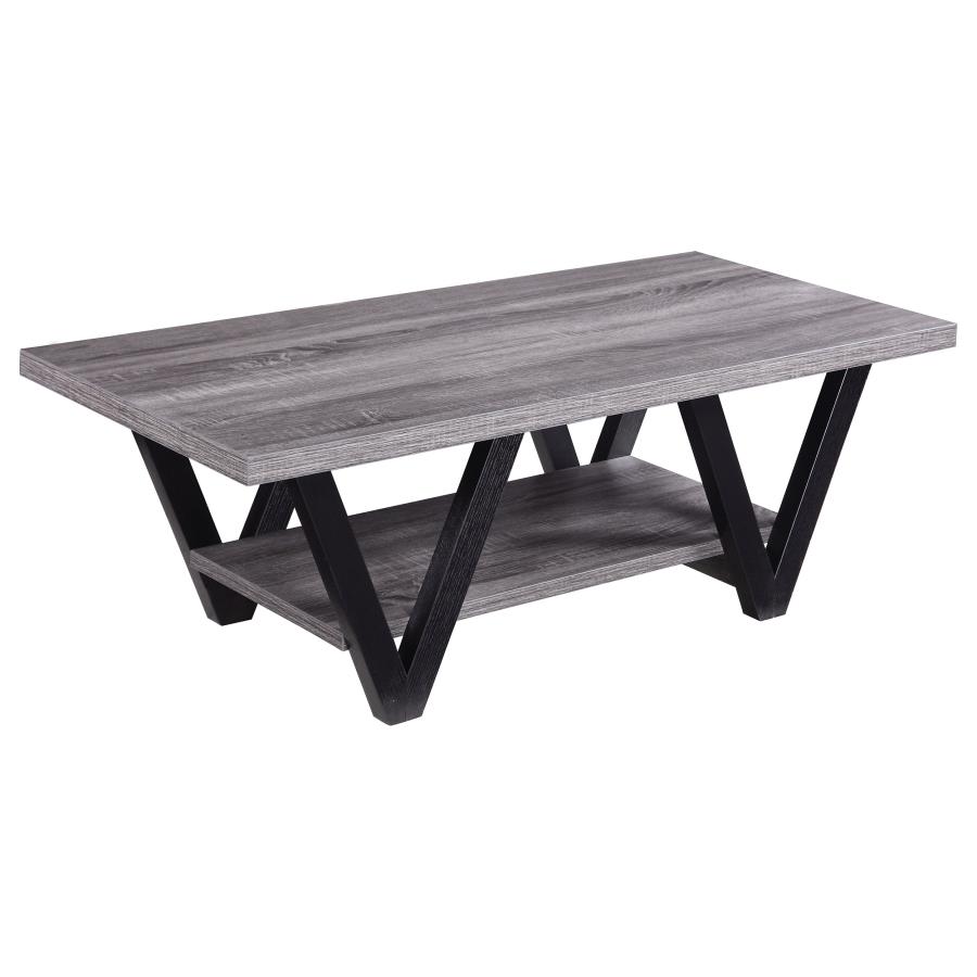 (image for) Stevens Engineered Wood Coffee Table Antique Grey and Black