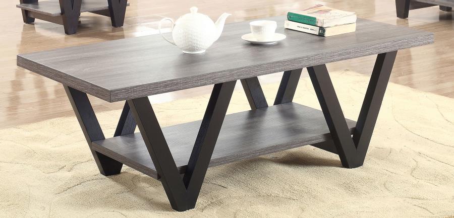 (image for) Stevens Engineered Wood Coffee Table Antique Grey and Black