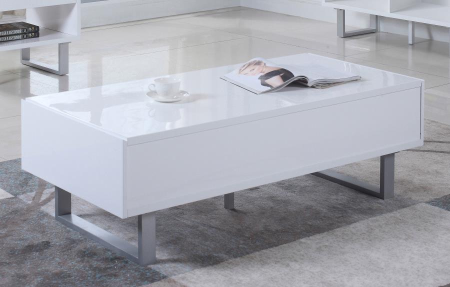 (image for) Atchison 2-drawer Rectangular Coffee Table White High Gloss