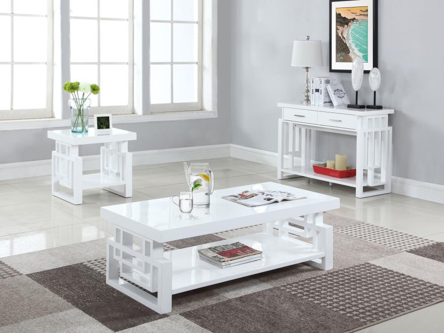 (image for) Schmitt Rectangular Side End Table White High Gloss