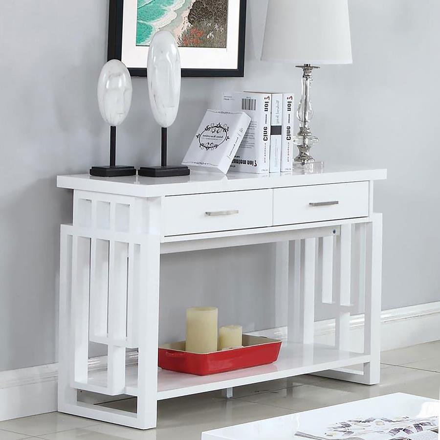 (image for) Schmitt 2-drawer Entryway Console Table High Glossy White