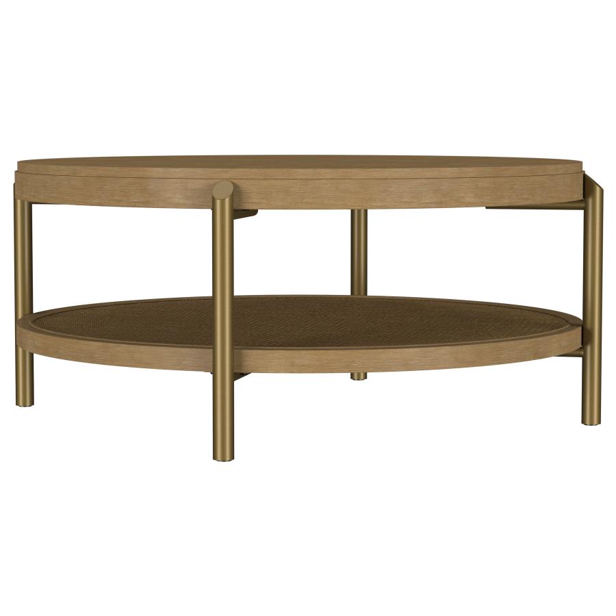 (image for) Arini Round Coffee Table With Storage Shelf Sand Wash