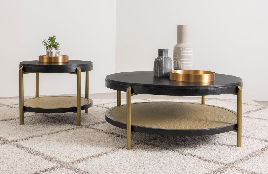 (image for) Arini 2-piece Round Coffee and End Table Set Black