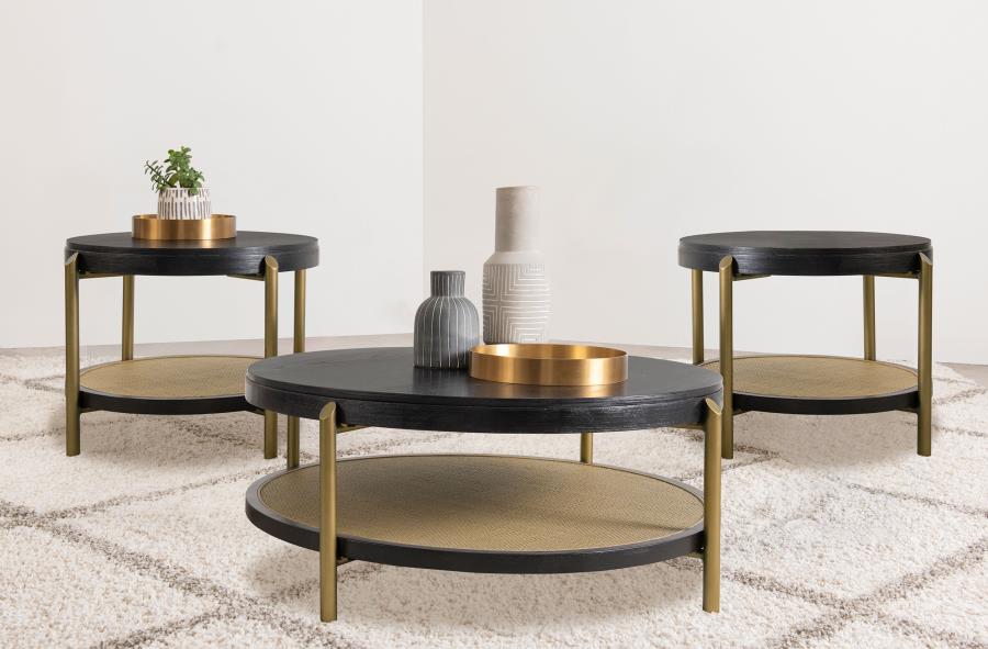 (image for) Arini 3-piece Round Coffee and End Table Set Black