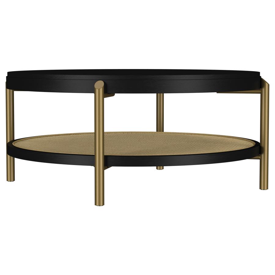 (image for) Arini Round Coffee Table With Storage Shelf Black