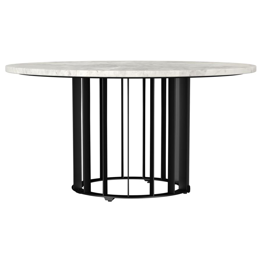 (image for) Haven Round Genuine White Marble Top Coffee Table Black