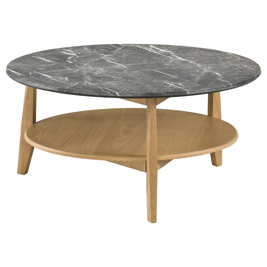 (image for) Bradley Round SmartTop Cocktail Coffee Table Grey and Natural