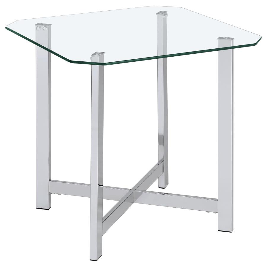 (image for) Cronin Square Tempered Glass Top Side End Table Chrome