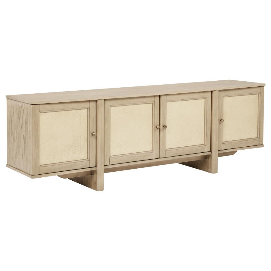 (image for) Kailani 79-inch 4-door Cane TV Stand Media Console Beige Oak