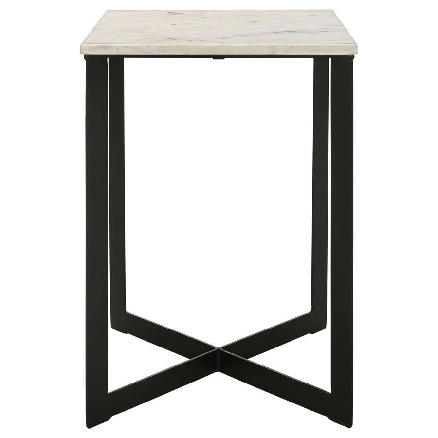 (image for) Tobin Square Marble Top End Table White and Black