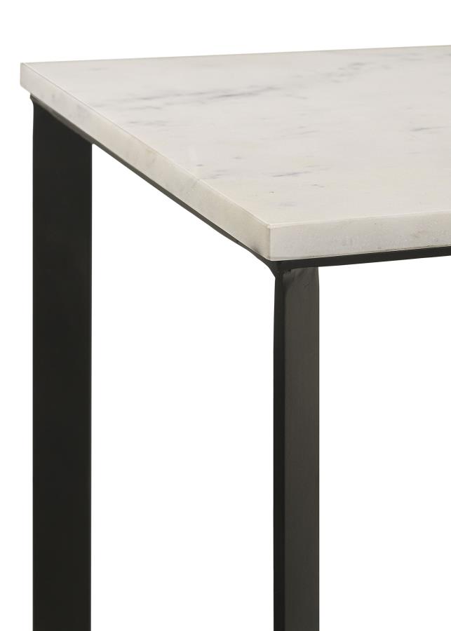 (image for) Tobin Square Marble Top End Table White and Black