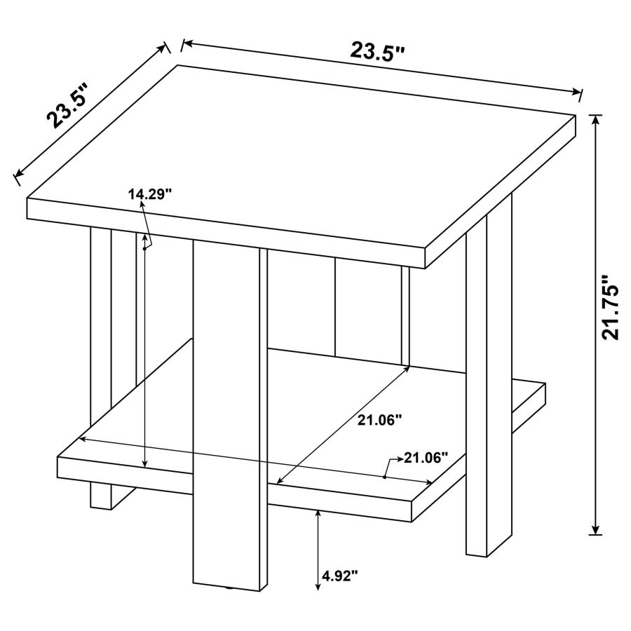 (image for) Dawn Square Engineered Wood End Table Mango Brown