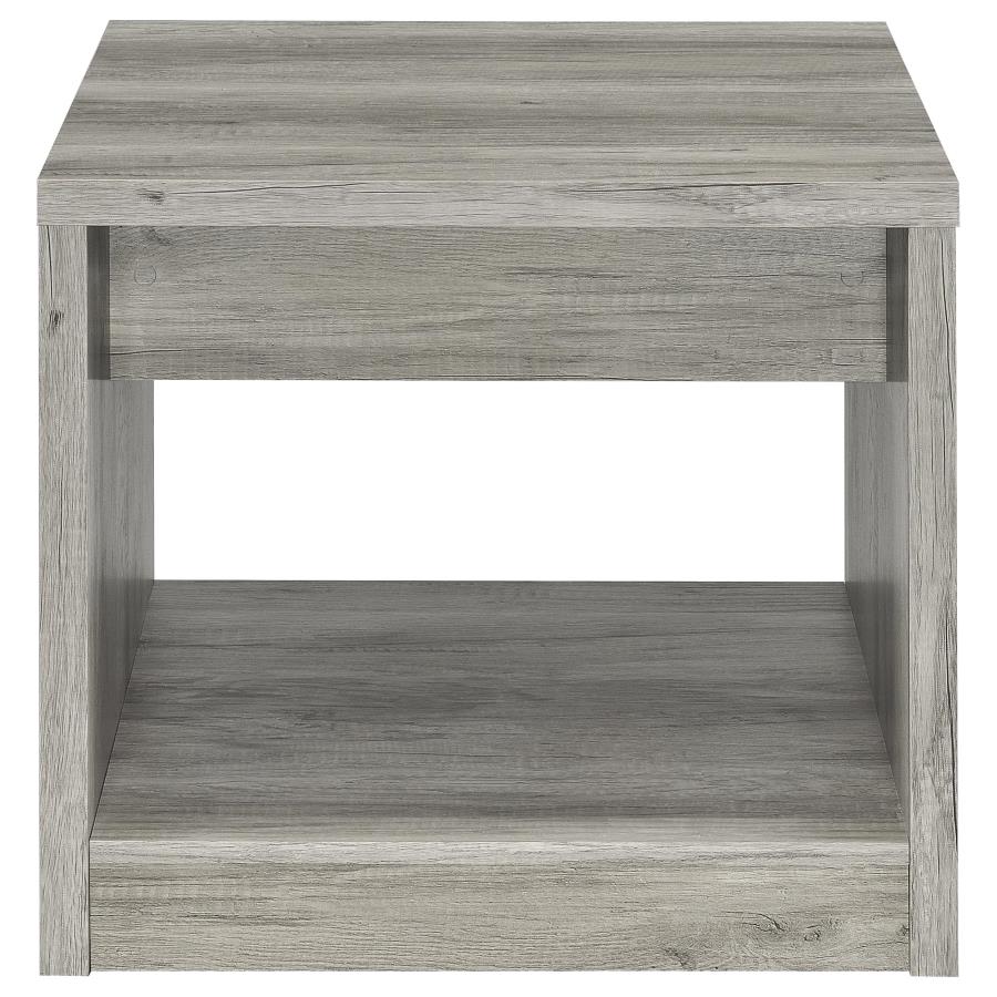 (image for) Felix 1-drawer Engineered Wood Side End Table Grey Driftwood