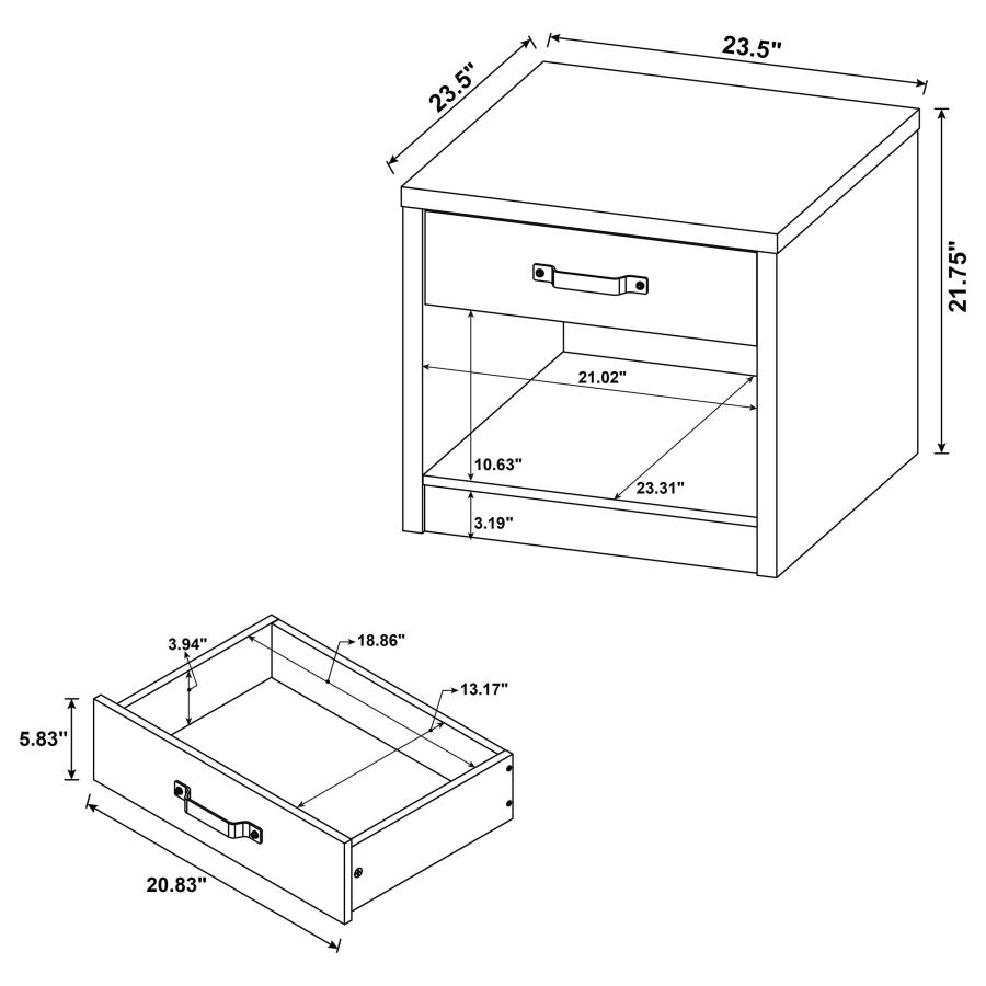 (image for) Felix 1-drawer Engineered Wood Side End Table Grey Driftwood