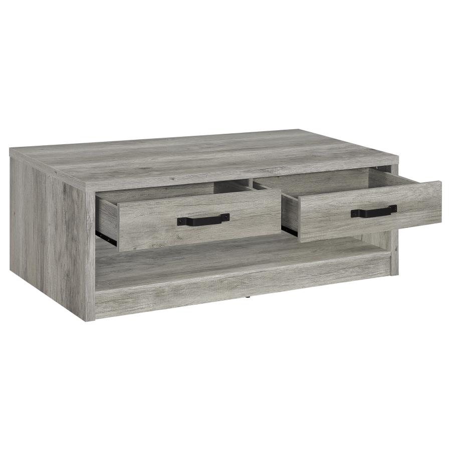 (image for) Felix 2-drawer Engineered Wood Coffee Table Grey Driftwood