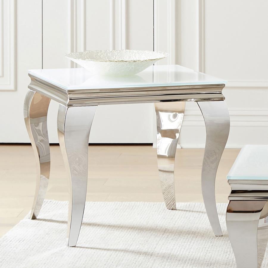 (image for) Carone Square End Table White and Chrome