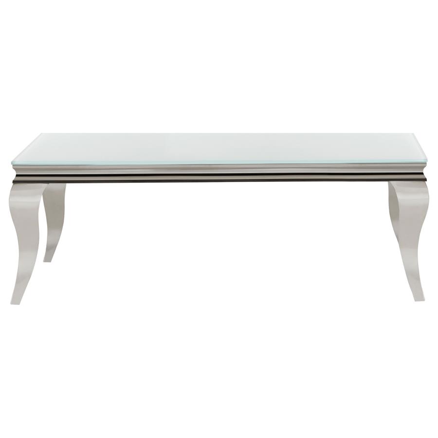 (image for) Carone Rectangular Glass Top Coffee Table White and Chrome